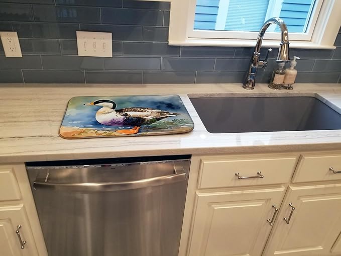 Caroline's Treasures DAC3204DDM Common Eider Duck Dish Drying Mat Absorbent Dish Drying Mat Pad for Kitchen Counter Dish Drainer Mat for Countertop 14 x 21 Multicolor