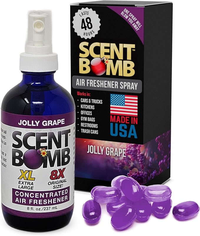Scent Bomb Air Freshener Spray Long-Lasting Odor Eliminator for Home &amp Car Effective Deodorizer Spray for Kitchen Bathroom Fresh Room Spray &amp Smell Neutralizer Jolly Grape