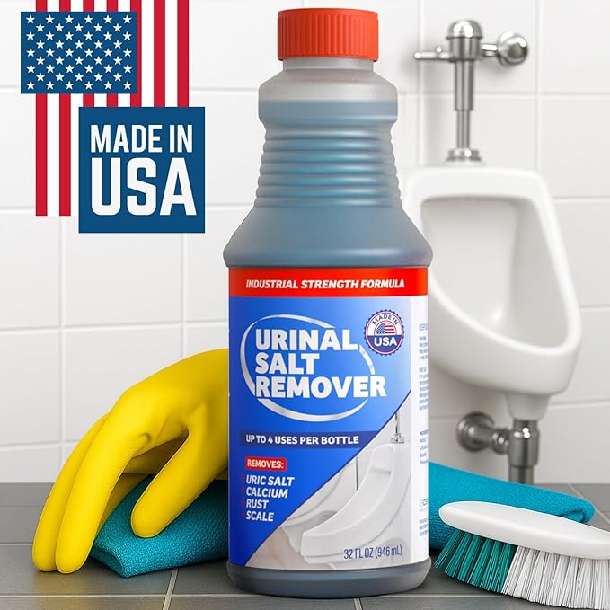 Commercial-Grade Urinal Salt Remover – Made in the USA – Odor Neutralizing Urinal Cleaner for Salt Calcium Rust and Scale Build-Up – Safe For All Plumbing – 32 fl oz