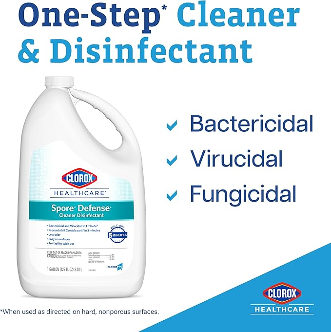 Clorox Healthcare Spore Defense Cleaner Disinfectant Closed System Refill Bottle 128 Fluid Ounces Pack of 4 (Package May Vary)