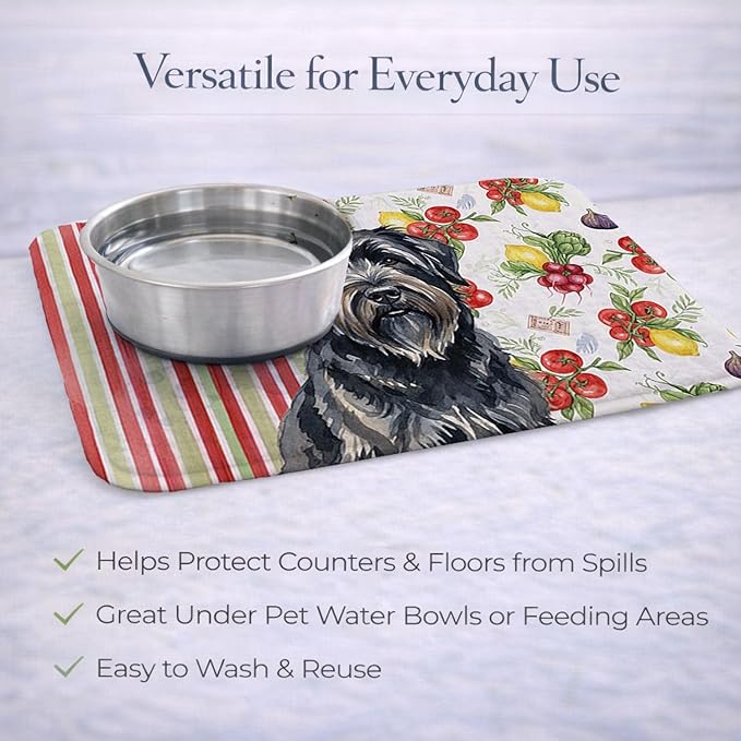 Caroline's Treasures Bouvier des Flandres Vegetables Dish Drying Mat Absorbent Dish Drying Mat Pad for Kitchen Counter Dish Drainer Mat for Countertop 14 x 21 Multicolor