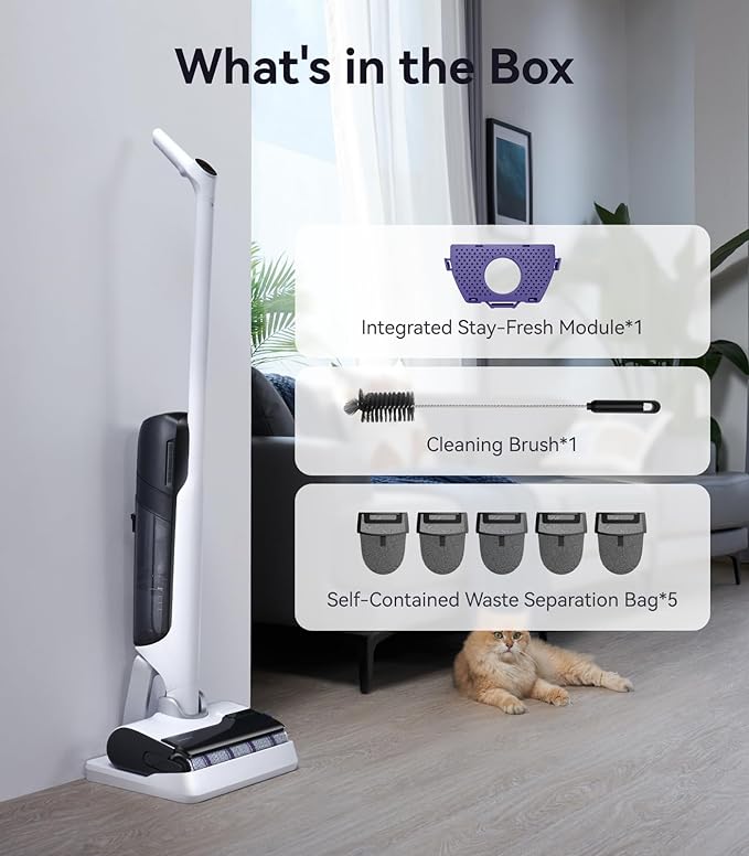 NARWAL S30 Wet Dry Vacuum Cleaner with 20000Pa Suction 176°F Self-Cleaning Heated Drying Disposable Waste Bag Tangle-Free Cordless Vacuum Mop for Hard Floors &amp Edge Cleaning Easy to Use