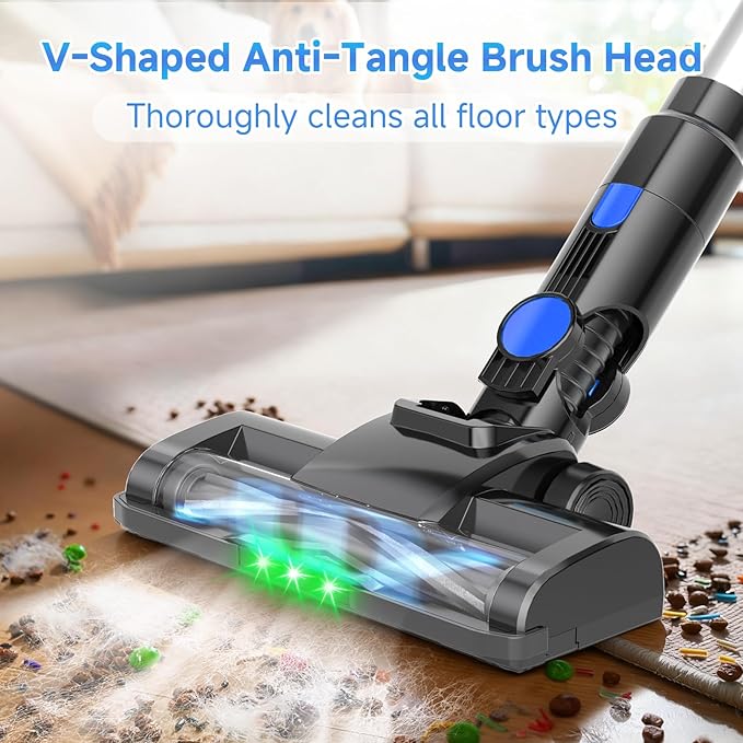 Hearten Cordless Vacuum Cleaner 600W/55Kpa 70Mins Upgraded Stick Vacuum with LED Display Anti-Tangle Self-StandingAnti-TangleLightweightVacuum Cleaner for Home Pet Hair Carpet Hardwood Floor