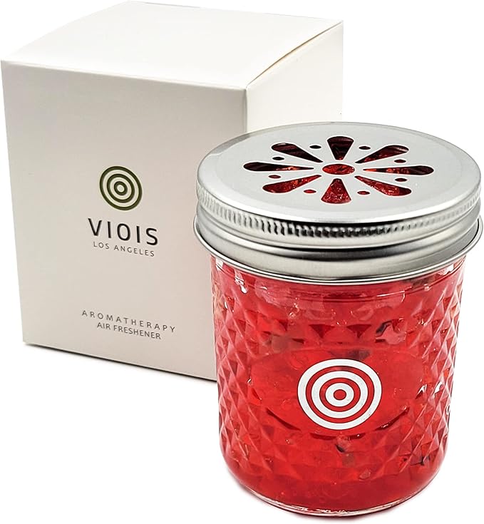 VIOIS Rose &amp Lavender Aromatherapy Car Air Freshener(Gel Type). Handcrafted Natural Air Freshener for Car Bedroom Bathroom &amp Office. Chemical Free &amp Non Toxic. Ball Mason 8 Ounce jar. (