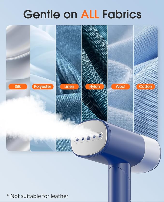 Handheld Steamer for Clothes 1200W Foldable Travel Steamer 20 Sec Preheat Garments Wrinkle Remover 120V Portable Hand Iron with 150ml Water Tank Clothes Steamer for Home Travel-Blue