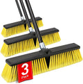 18 Inches Push Broom Outdoor- Heavy Duty Broom with 63 Long Handle for Deck Driveway Garage Yard Patio Concrete Floor Cleaning