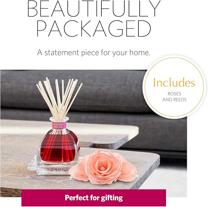AGRARIA AirEssence Flower and Reed Diffuser Set Handmade Sola Flower Botanical Home Fragrance Set Scented Oil Reed Diffuser Gift for All Occasions