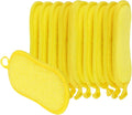 uxcell Multipurpose Kitchen Dish Sponge Scrubber 10 Pcs Non Scratch Microfiber Sponges Scouring Pads Sponges Scrub for Washing Dishes Cleaning Kitchen Yellow