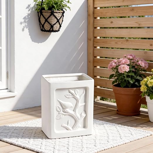 White Bathroom Trash Can Farmhouse Hand Carved Decor Garbage Can1.32 Gallon/5 Liter Stylish Small Waste Basket Ideal for Bathrooms BedroomsOffice or as a Decorative Storage bin.