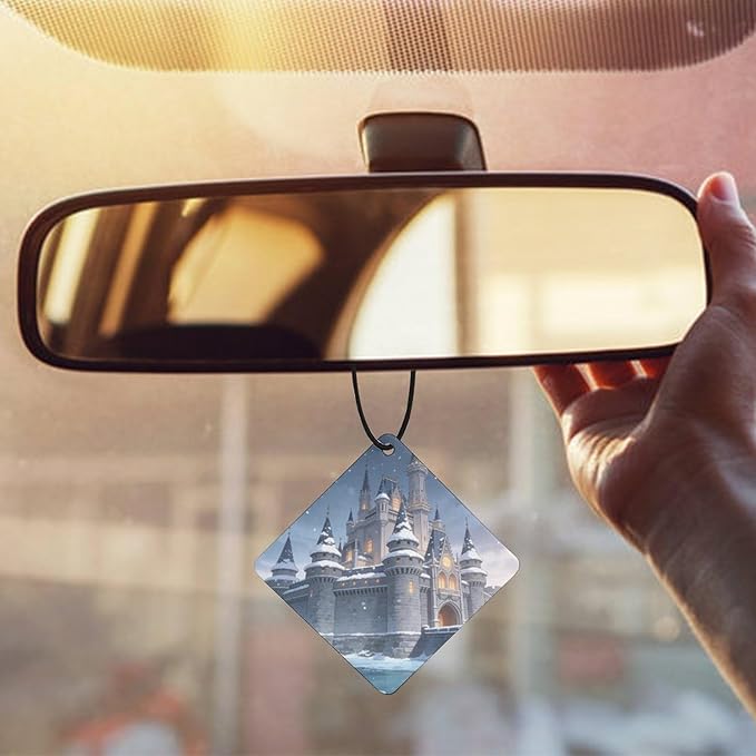 5PCS Car Air Freshener Hanging Personalized Double Sided Snowy Castle Car Fresheners Long Lasting New Cars Scents Cute Automotive Freshies for Closets Drawers (tea)