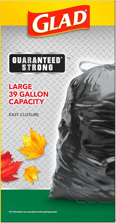 Glad Large 30 Gallon Trash Bags Unscented Heavy Duty Garbage Bags Forceflex with Drawstring 30 Count (Packaging May Vary)