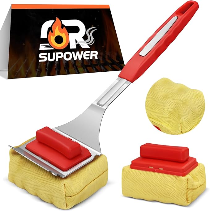 Grill Brush Bristle Free with 2 Cleaning Brush Heads Cleaning with Steam Technology Replaceable Brush Heads &amp Scraper Tool for Stainless-Steel Grates Grill Brush with Stainless Steel Spatula