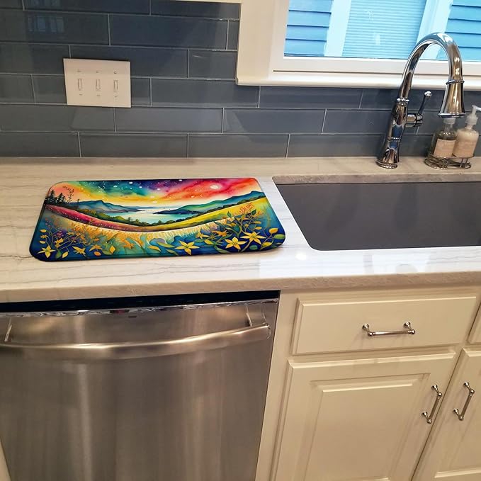 Caroline's Treasures DAC1441DDM Hypericum or St. John�s Wort in Color Dish Drying Mat Absorbent Dish Drying Mat Pad for Kitchen Counter Dish Drainer Mat for Countertop 14 x 21 Multicolor