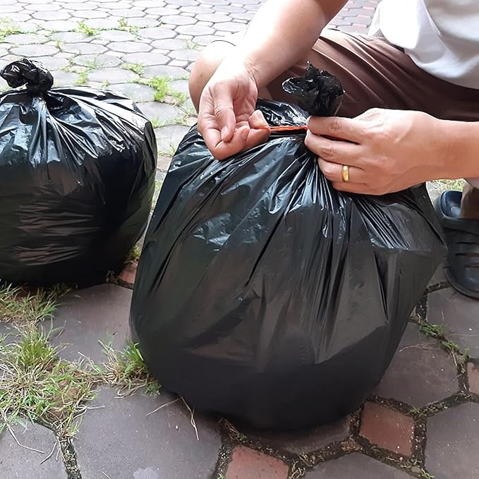 PartyKindom 200pcs Disposable Thickened Toilet Trash Bags Black Pe Garbage Liners for Portable Toilets Travel Camping Home Use