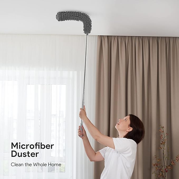 DELUX Microfiber Feather Duster7 PCS Reusable Bendable Washable Cobweb Duster with 100 inches Extra Long Extension Pole for Cleaning Ceiling Fan High Ceiling Blinds Furniture &amp Cars