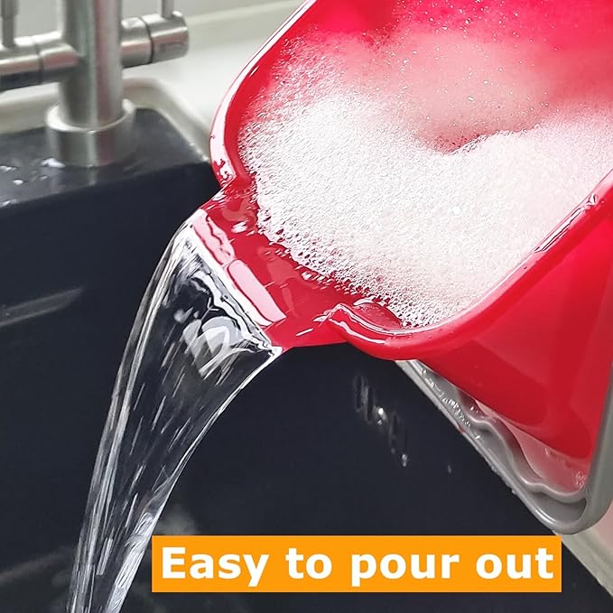 4 Pack Sanitizing Buckets 3 Quart Square Sanitizing Bucket Stackable Small Cleaning Pail with Handle Detergent Buckets for Restaurant Commercial Home Kitchen Office School Red