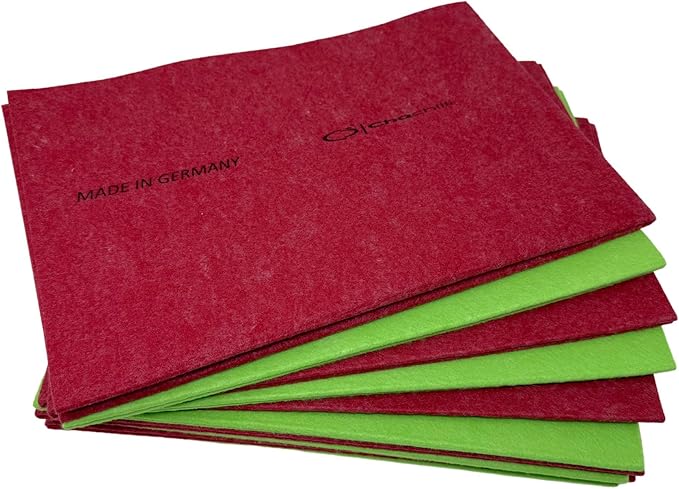 10 Pack Extra Large Original German Holiday Shammy Cloths Chamois Towels Super Absorbent for Pets Parenting Tool Cleaning for Home and Commercial Use Wholesale Bulk (Red and Green)