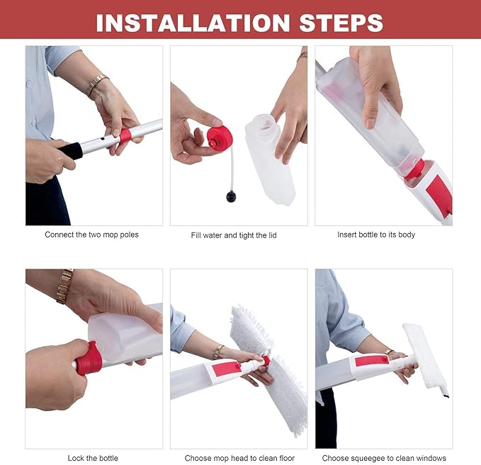 VENETIO Premium Spray Mop for Floors and Window Squeegee with Scrubber Combo 2 in 1 Kit(Pack of 1)