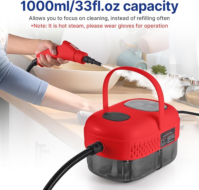 Pressurized Handheld Multi-Surface Steam Cleaner with 8pcs Accessories Smart Touch Screen 6 Levels Adjustable DeepSteamer with Portable Handle for Clothes Car Glass Window Kitchen