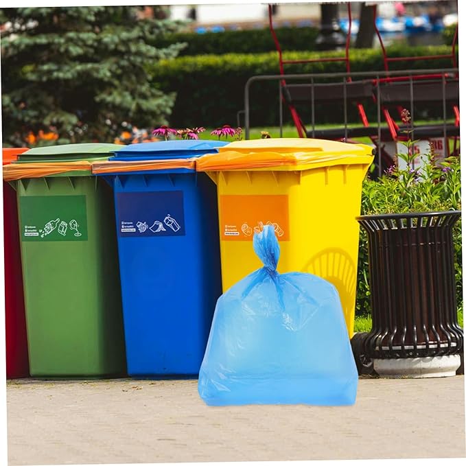 50pcs Thickened Plastic Trash Bags Tear-resistant Garbage Liners for Kitchen Bathroom Large Capacity PE Material Blue for Home Office School