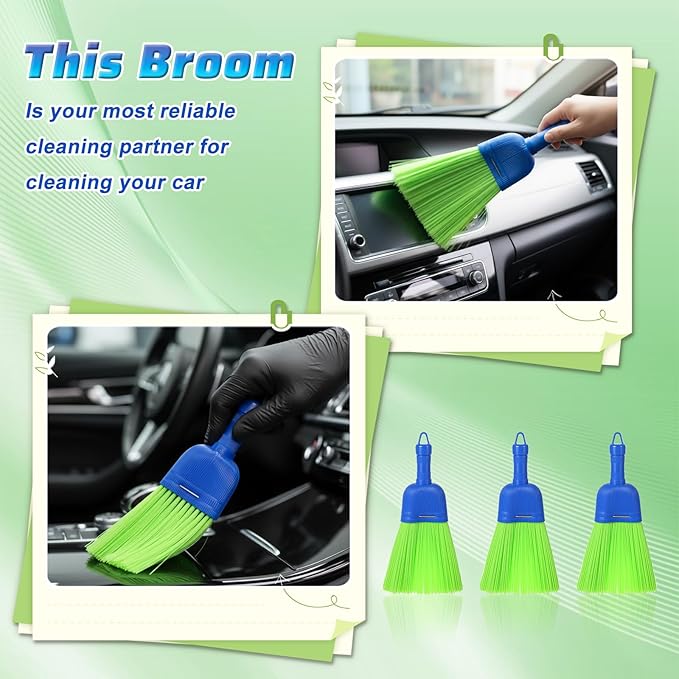 6 Pcs Soft Bristle Broom Poly Fiber Whisk Broom with Hang Hole Handheld Brush for Indoor Outdoor Cleaning Car Porch Floor Room &amp Deck Dust Dirt Remover Compact Easy Storage