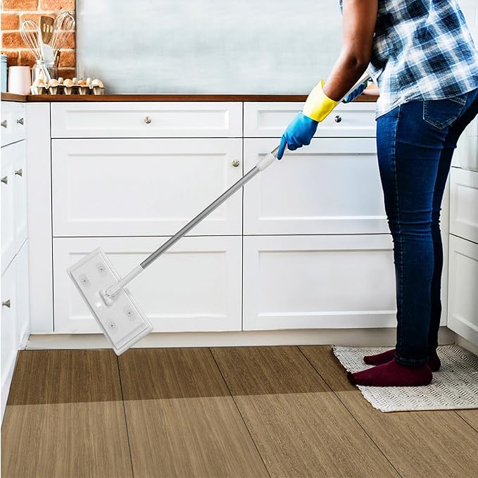 Electrostatic Dust Removal Mop 3-Section Telescopic Rod Thread Flat Mop for Floor Cleaning Home Dust Collector Tool Suitable for Dry Mopping and Household Use
