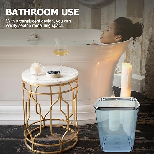 STOBOK Clear Trash Can Square Wastebasket Large Garbage Bin Decorative Rubbish Can Wastepaper Container 1.5L for Home Office Bathroom Bedroom Kitchen