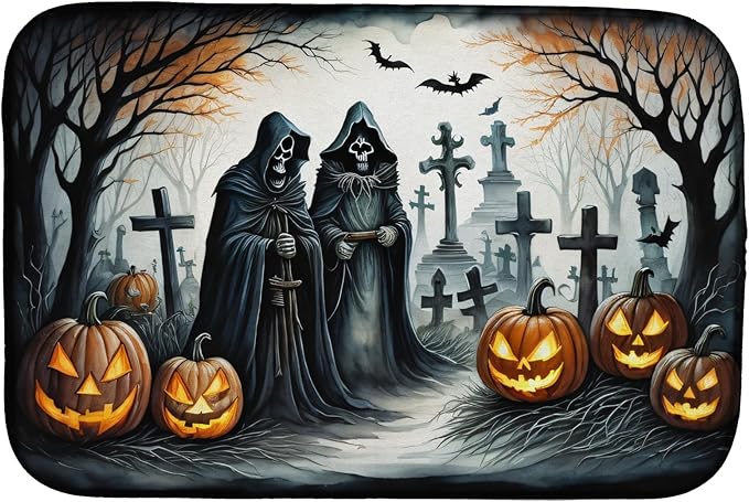 Caroline's Treasures DAC2275DDM The Grim Reaper Spooky Halloween Dish Drying Mat Absorbent Dish Drying Mat Pad for Kitchen Counter Dish Drainer Mat for Countertop 14 x 21 Multicolor