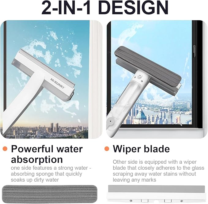 Squeegee Window Cleaner 2 in 1 Window Cleaning Tool Kit with Sewage Recycling Function Window Washing Equipment for Indoor/Outdoor Window and Car Glass