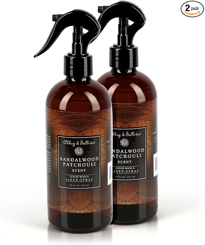 Abbey &amp Sullivan Linen Spray Sandalwood &amp Patchouli Warm and Earthy Odor Eliminating Scent Pack of 2 16 oz