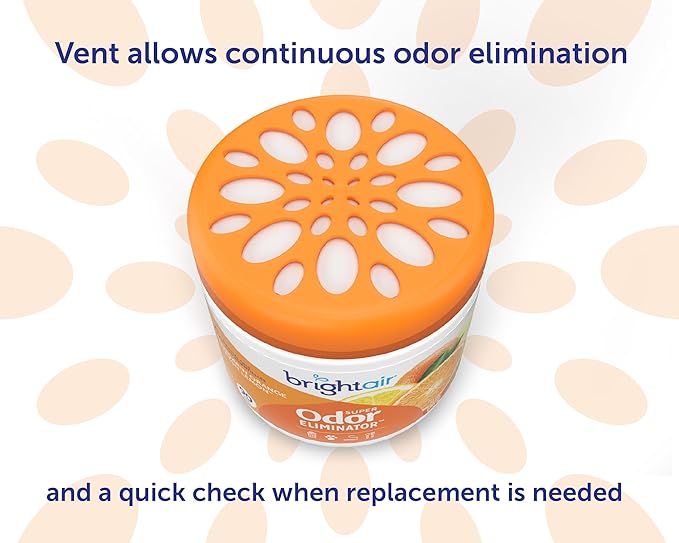 Bright Air 14 oz. Super Odor Eliminator For Medium-Size Spaces Mandarin Orange and Fresh Lemon Scent Case of 6 Air Freshener Natural Essential Oils Lasts Up to 90 Days Each