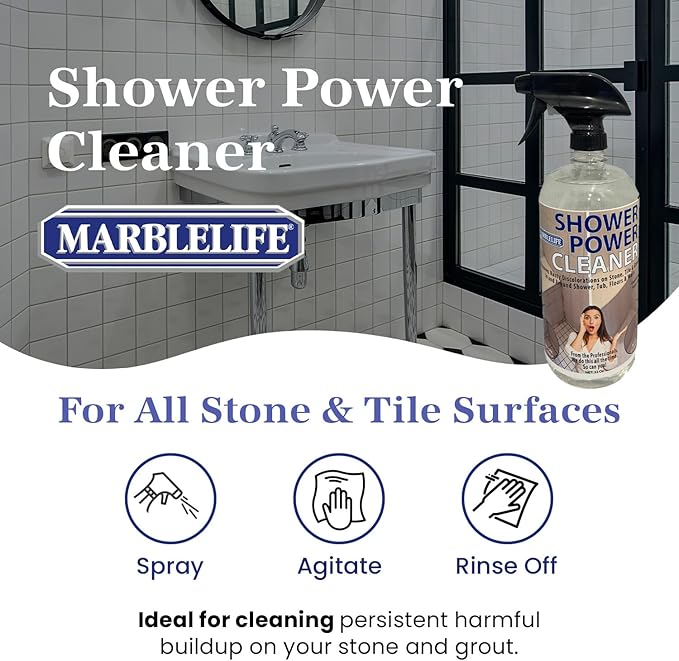 Marblelife Power Shower Cleaner Heavy-Duty Shower &amp Tub Bathroom Cleaner A Must on Basic Bathroom Cleaning Supplies 32 oz