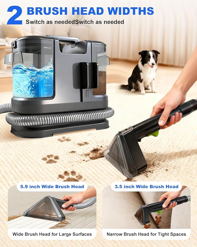 Portable Carpet Cleaner MachineCarpet &amp Upholstery Cleaner Machine15KPA Portable Small carpet Cleaner with Powerful SuctionHandheld Carpet Cleaner with 3 Brusheadportable Carpet cleaner for Pe