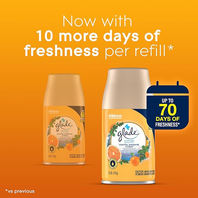 Glade Automatic Spray Refills Air Freshener Coastal Sunshine Citrus 6.2 oz 6 Count