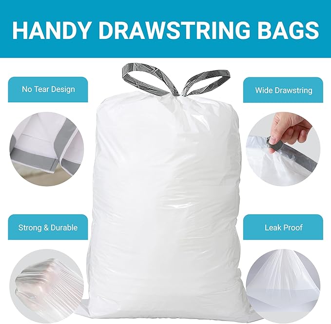21 Gallon Drawstring Trash Bags 100 Count 1.2 Mil Heavy Duty Large Garbage Liners Fits All 20-21.1 Gallon 50-80 Liter Trash Can for Home Office Kitchen Compatible with Code G