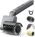 Electric Grill Brush 3-in-1 Kit – Cordless BBQ Cleaner with Reinforced Safe Metal Bristles – 2 Hours Runtime Waterproof &amp Dishwasher Safe Removable Brushes for Deep Cleaning (Light Gray)