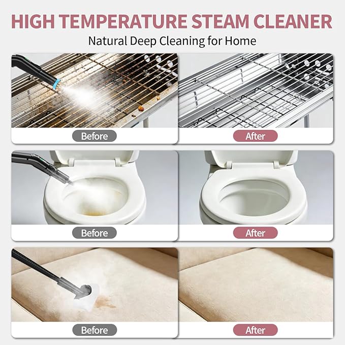 Steam Cleaner for Home &amp Car 3-Level Adjustable Steamer for Cleaning with Temp Display15s Fast Heat1.8L Large Tank 4Bar Powerful Steam for GroutGreaseTileCouchToilet Car DetailingWindows