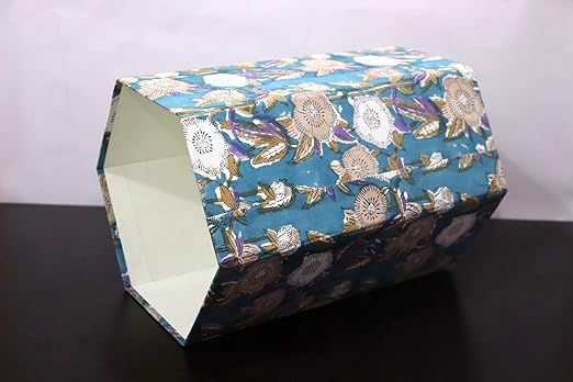 Generic 3.3 Gallon Cotton Hand Block Printed Paper Waste Basket |Small Decorative Trash Can for Housewarming Gifts in Living Room Bedroom Bathroom | Eco-Friendly Plastic-Free (1 CREEM FLOWAR)