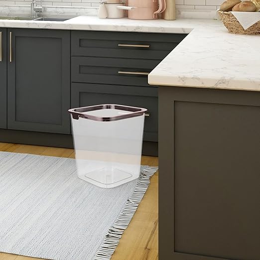 Clear Trash Can Square Wastebasket Plastic Garbage Bin Transparent Rubbish Can Waste Container for Bedroom Kitchen Bathroom Home Office A