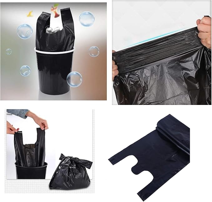 200 Counts Kitchen Garbage Bags 4 Gallon Black Trash Bags with Handles 1.8mil Thick Contractor Bags Picnic Kitchen Daily Use Bedroom Waste Bin Garbage Bags Bulk Bags