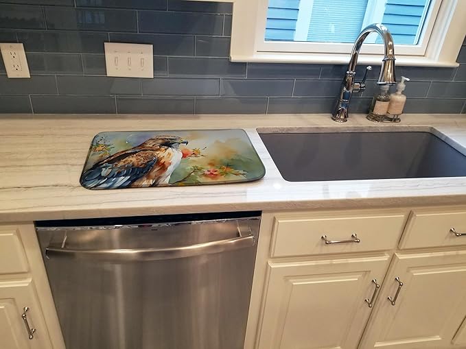 Caroline's Treasures DAC3232DDM Hawk Dish Drying Mat Absorbent Dish Drying Mat Pad for Kitchen Counter Dish Drainer Mat for Countertop 14 x 21 Multicolor