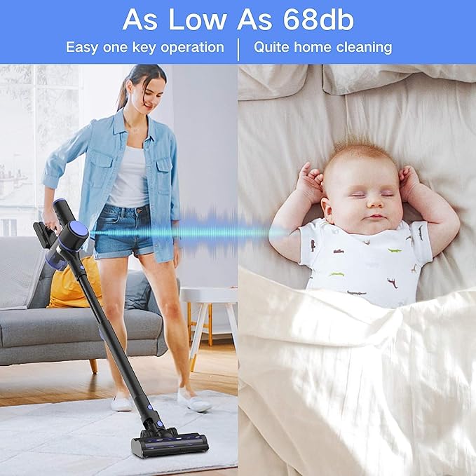 Cordless Vacuum Cleaner 4-in-1 Vacuum Cleaners for Home Handheld Vacuum Cleaner with 40 mins Runtime Stick Vacuum for Apartment Carpet Black 1 Battery