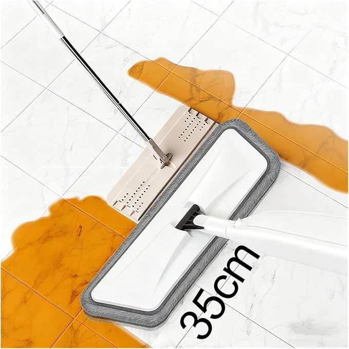 Large Household Spray Mop with Replaceable Microfiber Pad for Wet and Dry Cleaning Pads Rotating Broom(Mop with 2pc Cloth)