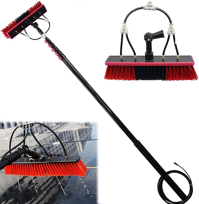 Cleaning Brush Window Cleaning Brush Equipment 3.6-12M Cleaner KitWater/Hose Fed Pole CleanerShower with Extension PoleTelescopic Window Washing Equipment30Cmbrush-12Ft/3.6M