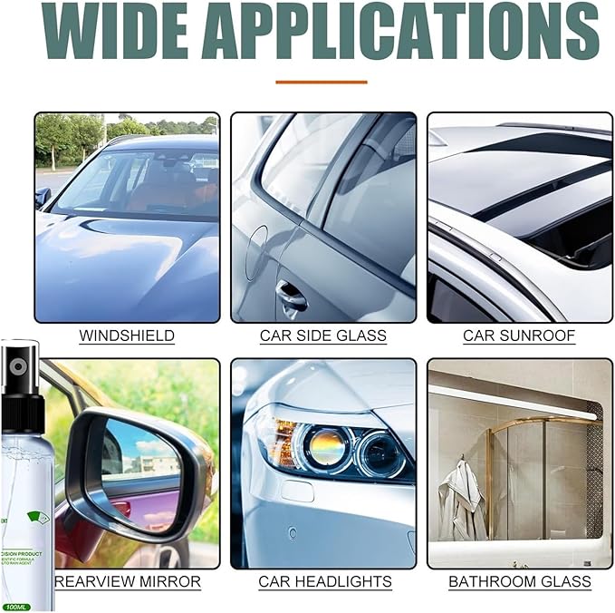 Fog and Rainproof Agent for Automobile Glass Glass Anti-Fog Rainproof Agent Anti-Fog Car Defogger Glass Cleaner Spray for Automotive Interior Glass and Mirrors(Transparent2pc)