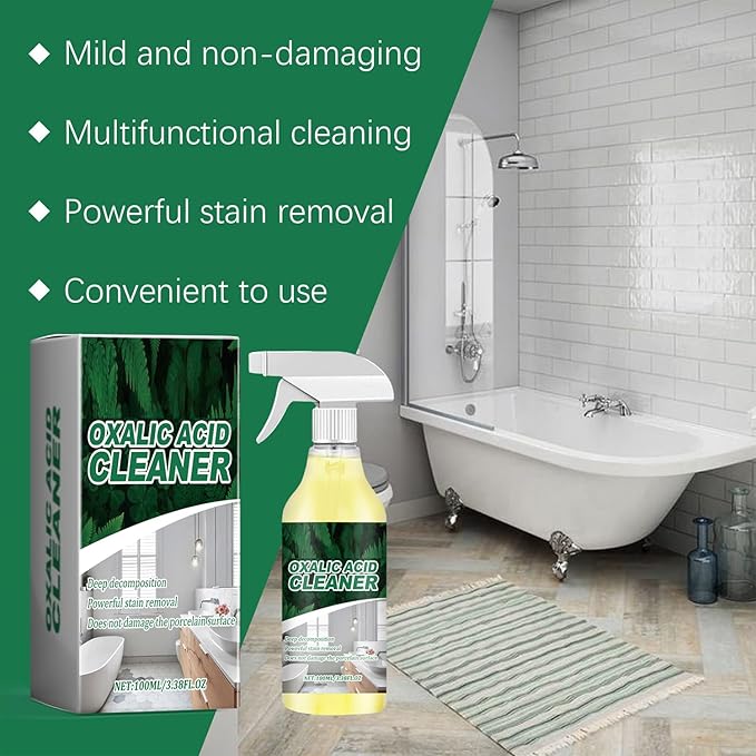2 Bottle Oxalic Acid Cleaner 100ml/3.38fl.oz Multipurpose Stain Remover Spray for Bathroom