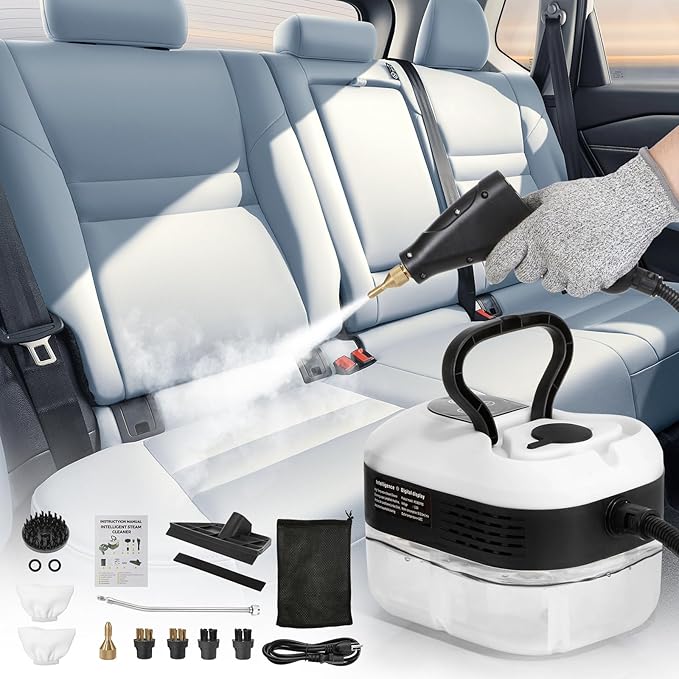 BEAMNOVA Steam Cleaner for Car Detailing 1.2L (41oz) Water Container Handheld Steamer for Cleaning Portable Steam Gun High Pressure Multipurpose Steam Machine White