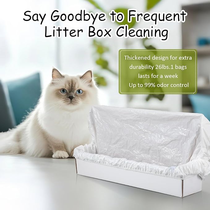 Honoson 50 Pcs Elastic Band Trash Bags for Popur X5 Self-Cleaning Litter Box Self Cleaning Litter Box Home Trash Bags for Cat Kitty (Clear)