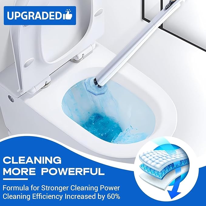 50 Count Toilet Wand Refills for Upgrade Scrubbing Fiber Cotton Brush Heads Compatible with Clorox Toilet Wand for Bathroom Efficient Cleaning