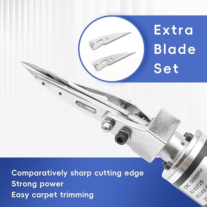 Electric Carpet Trimmer - Adjustable Speed Tufting Rug Carving Scissors Interchangeable Blade Fabric Edge Cutter Thread Trimmer Tool for Home &amp Light Professional Carpet Care